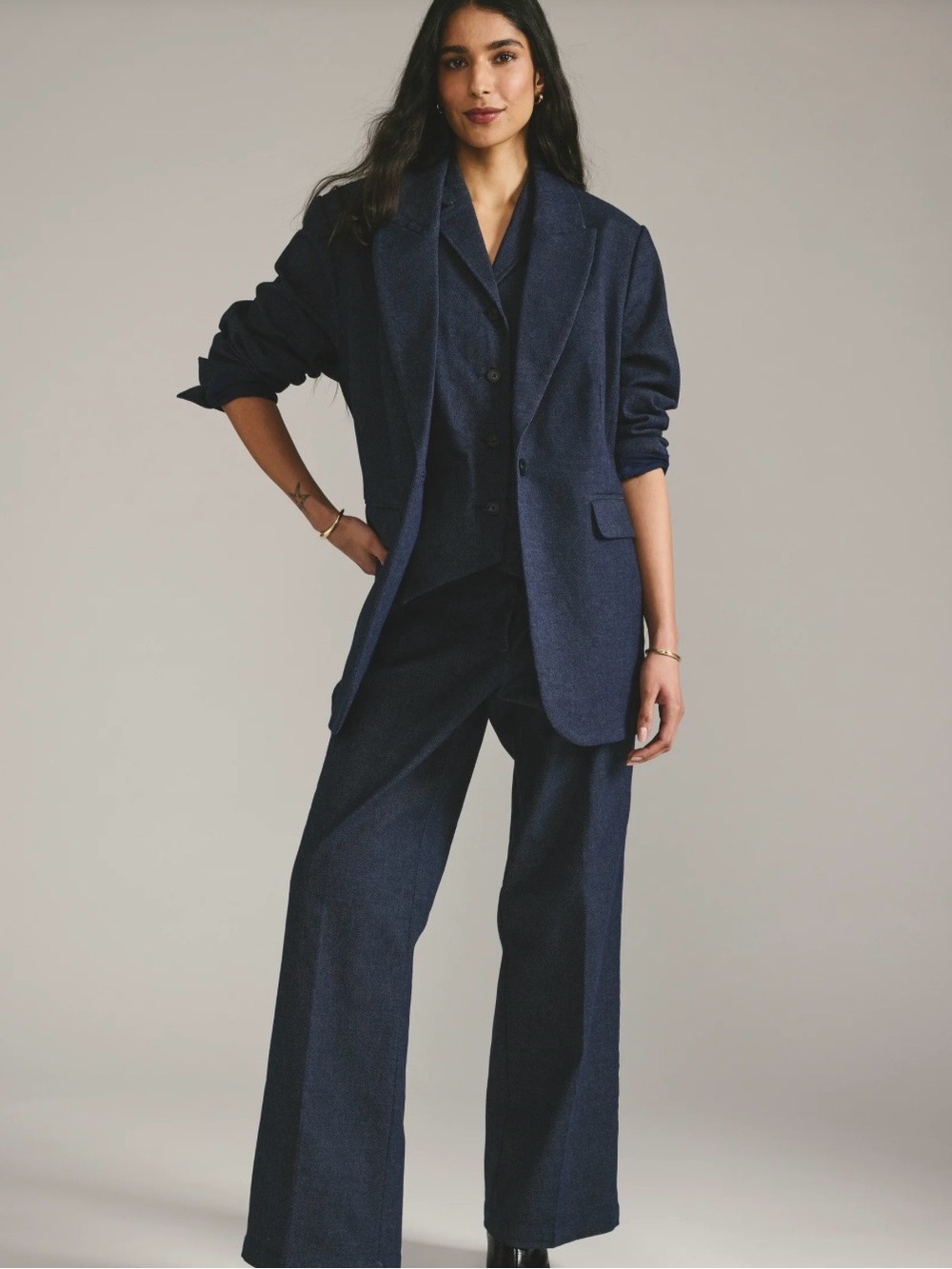 Universal Standard Navy Wide-Leg Denim Trousers Size 18/20